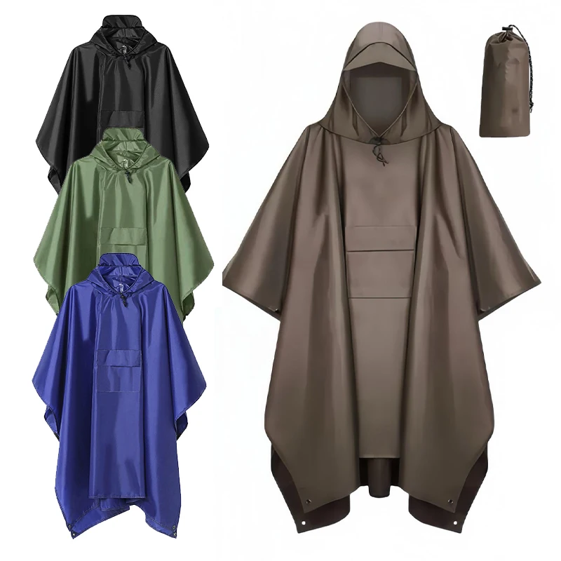 

Outdoor 3In1 Raincoat Hooded Sleeve Waterproof Rain Poncho for Adults Motorcycle Rain Cover Camping Hiking Travel Rainwear Tent
