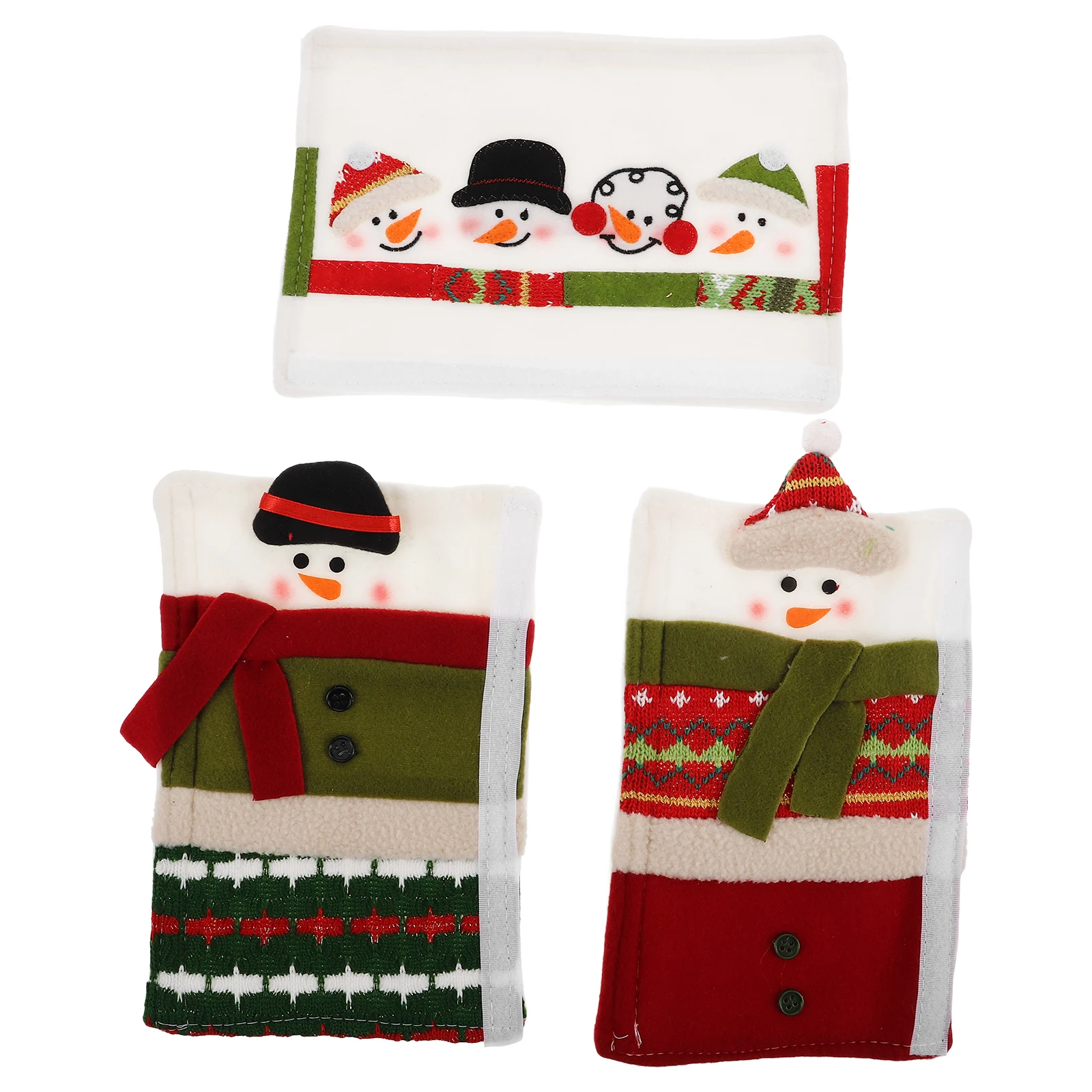 

3Pcs Snowman Refrigerator Handle Covers Festive Design Soft Material Impact Resistant for Kitchen Appliance Door Handles Holiday
