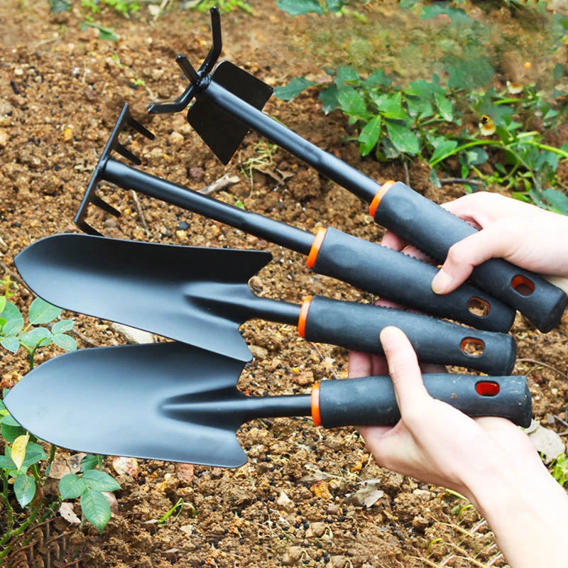 Clearance Sale Gardening Shovel Tools Set Shovel  Rake  Planting Tools Dual-purpose Hoe Black Rubber Handle Garden Tools