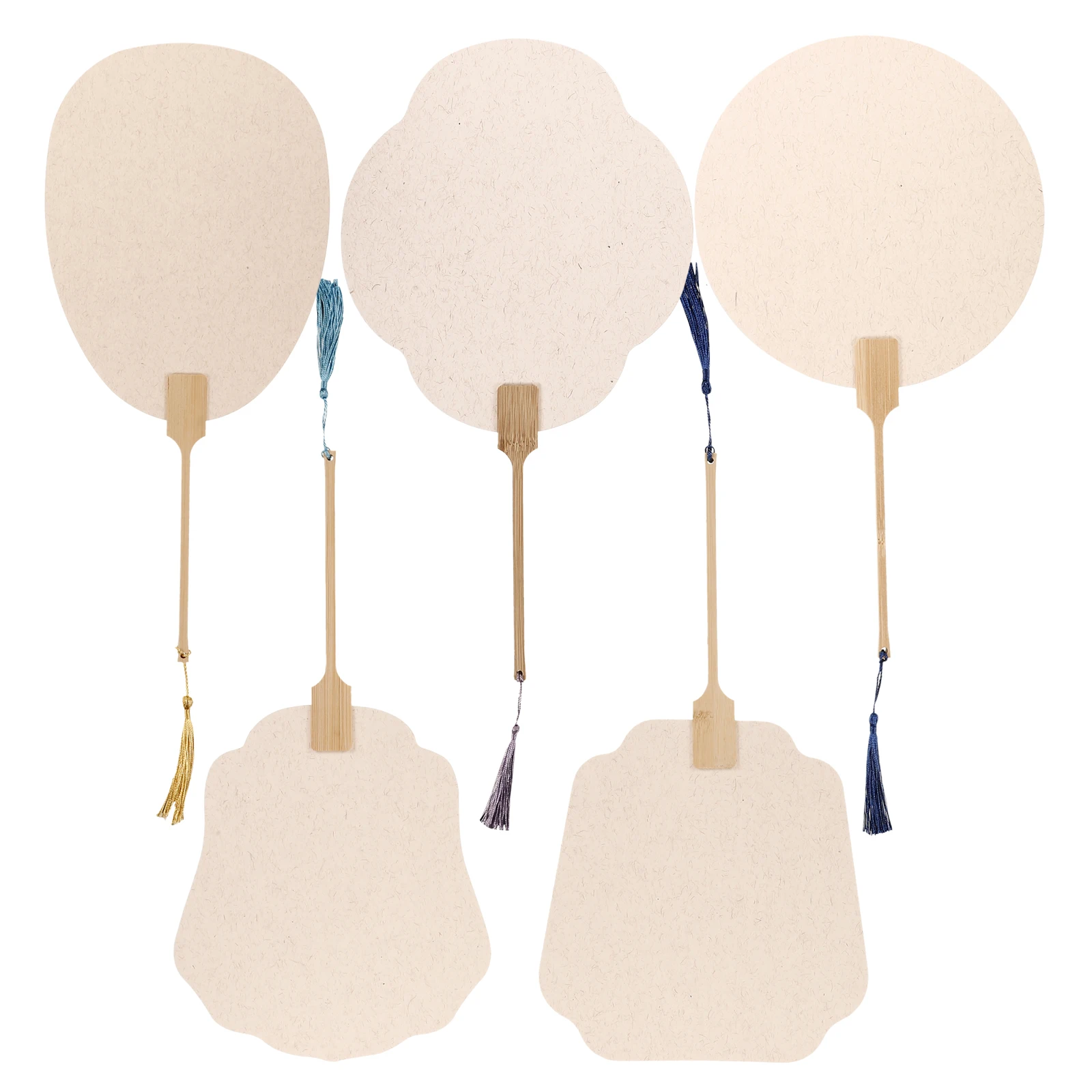 

5 Pcs Palace Fan Hand-painted Round Portable Women Fans Blank Paper Painting Diy Decorative Graffiti