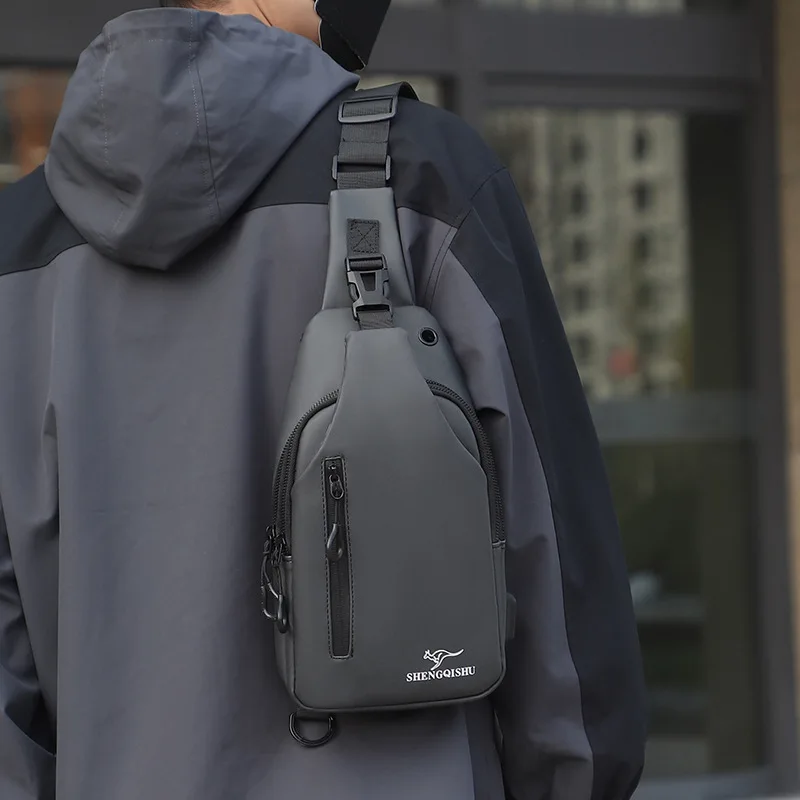 PU leather men's snapback messenger bag with large capacity, water-resistant and multiple pockets, crossbody backpack