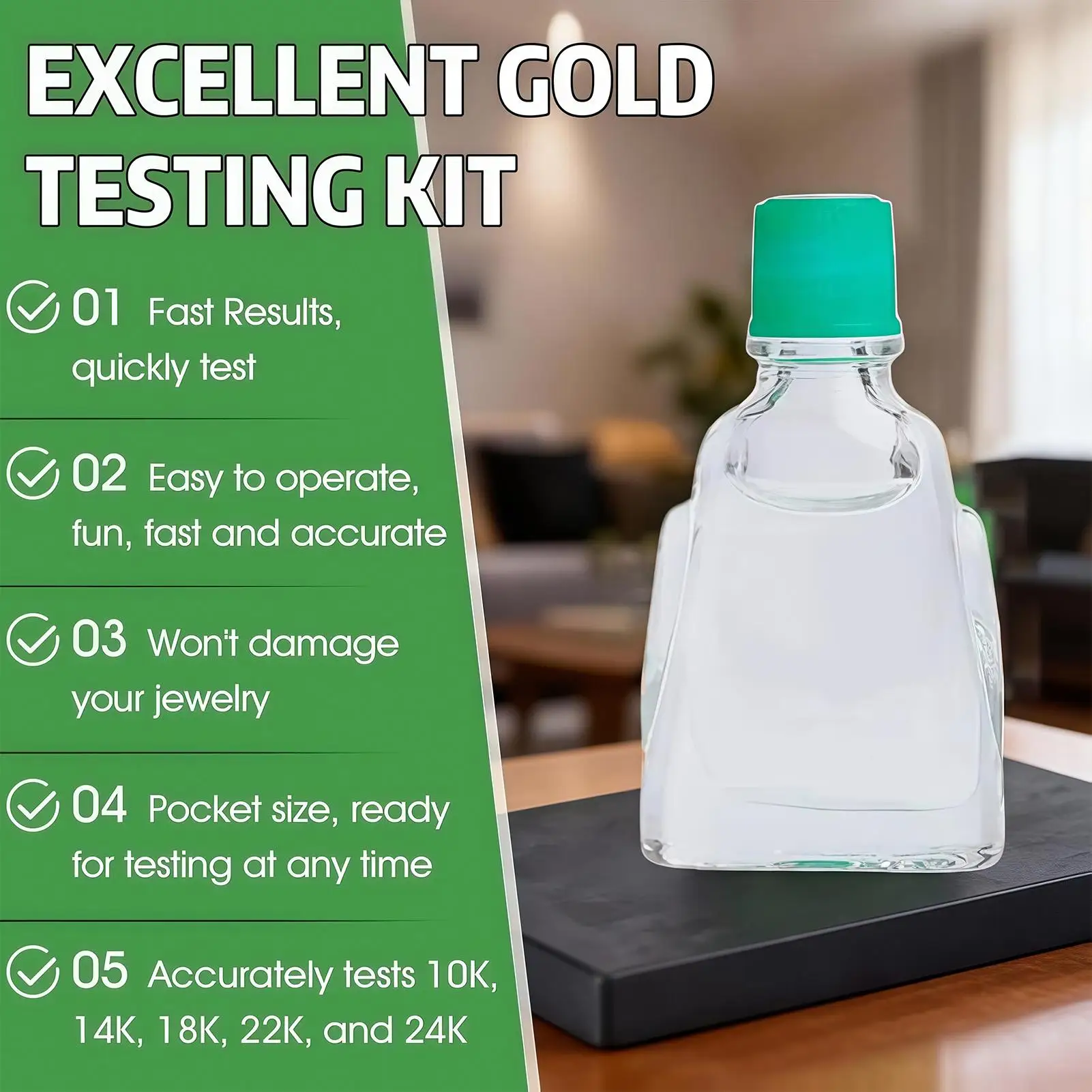 Gold Testing Stone & Acid Solution Kit for 10K/14K/18K/22K/24K Gold, Portable Precious Metals Detector Tool for Jewelry Testing
