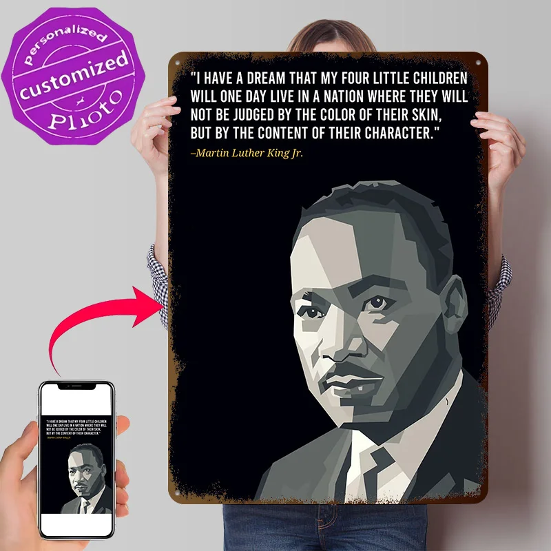 Martin Luther King Wpap 3D Texture Metal Poster Customized Wall Art Tin Sign Gift for Mancave Decoration Room Vintage Decor Home
