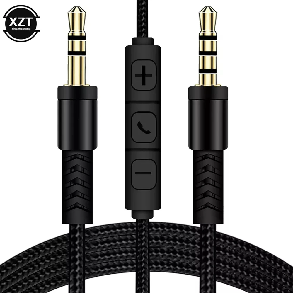 1.2m kabel Audio 3.5mm do Jack 3.5mm linia głośników z męskiego na męskie przewód Aux z mikrofonem do regulacji głośności dla głośnik samochodowy