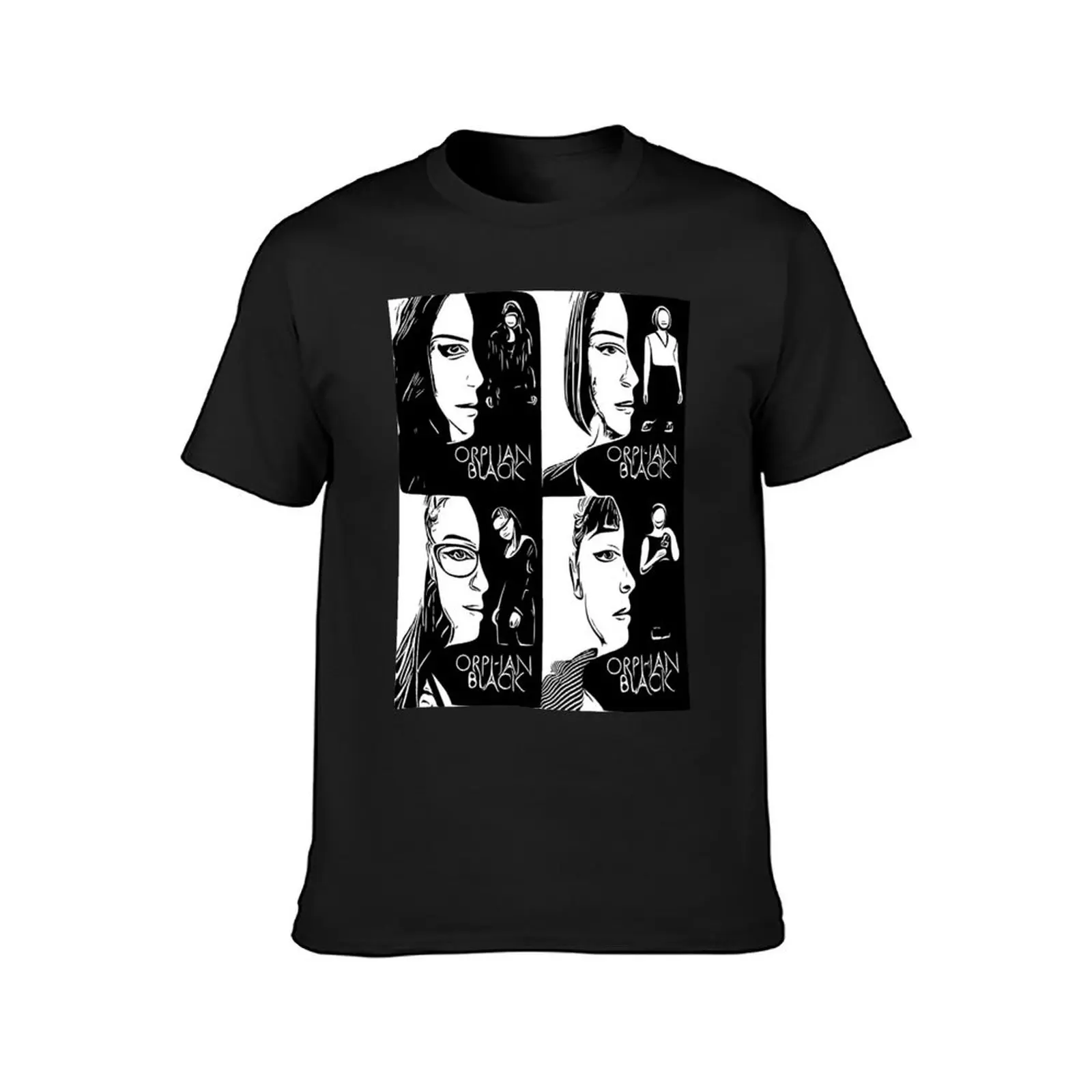 Orphan Black in black and white T-Shirt anime clothes plus sizes funny t shirts for men