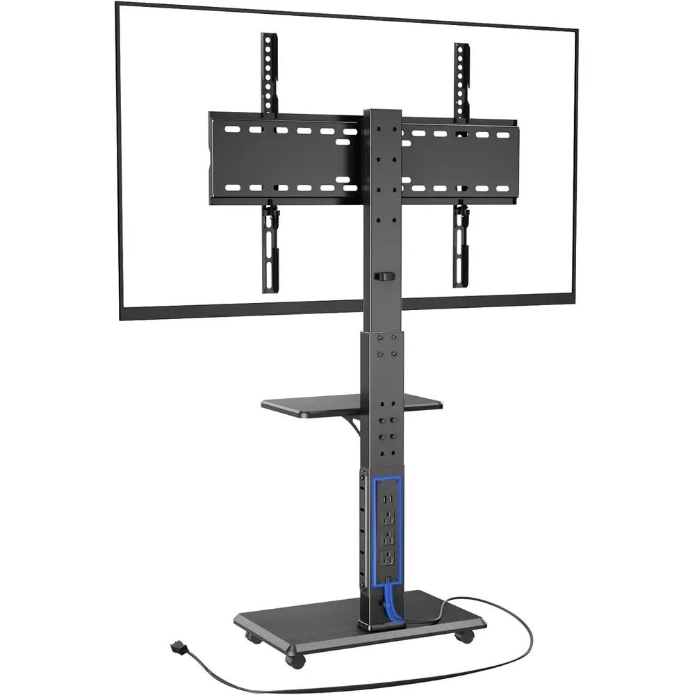 

Регулируемая подставка для телевизора с поворотным креплением, мобильная тележка для телевизоров 32-75, вмещает до 110 фунтов, 18 настроек по высоте, VESA 600x400 мм, с