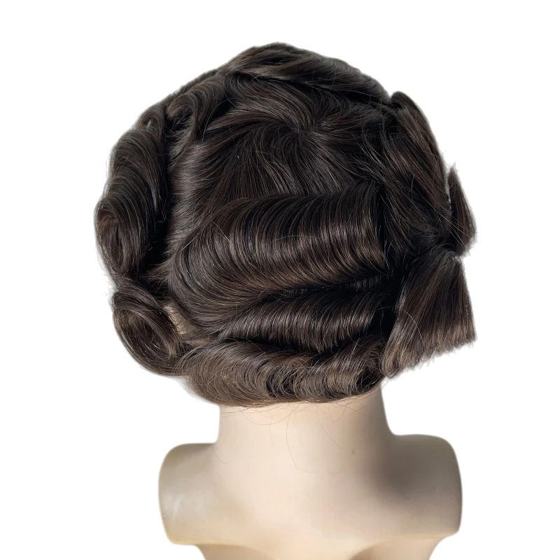 أنظمة الشعر البشري البرازيلي العذراء # 5 شعر مستعار بني فاتح 32 مم، حلقة 8 × 10 فولت 03 وحدة جلدية رفيعة للغاية للرجال البيض