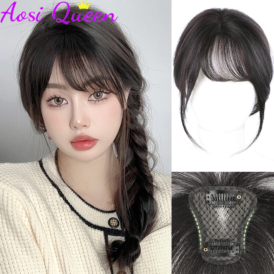 

Synthetic Slanted Bangs Clip-In Bangs Extension Natural Fake Fringe Topper Hairpiece Invisible Clourse Bangs Covers Hairpieces