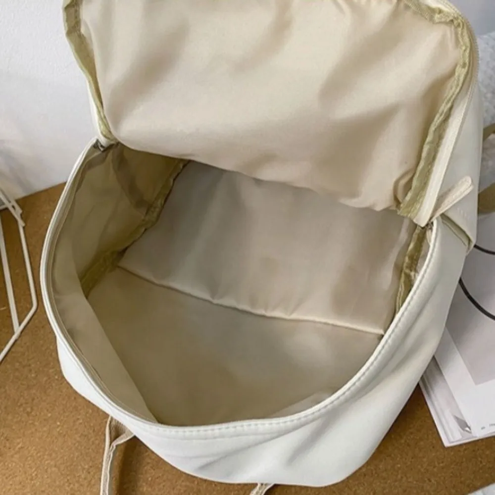 Solid Large Capacity Student Backpack Nylon Multi-Pocket Academy Girl's School Bag Spacious Multiple Colors