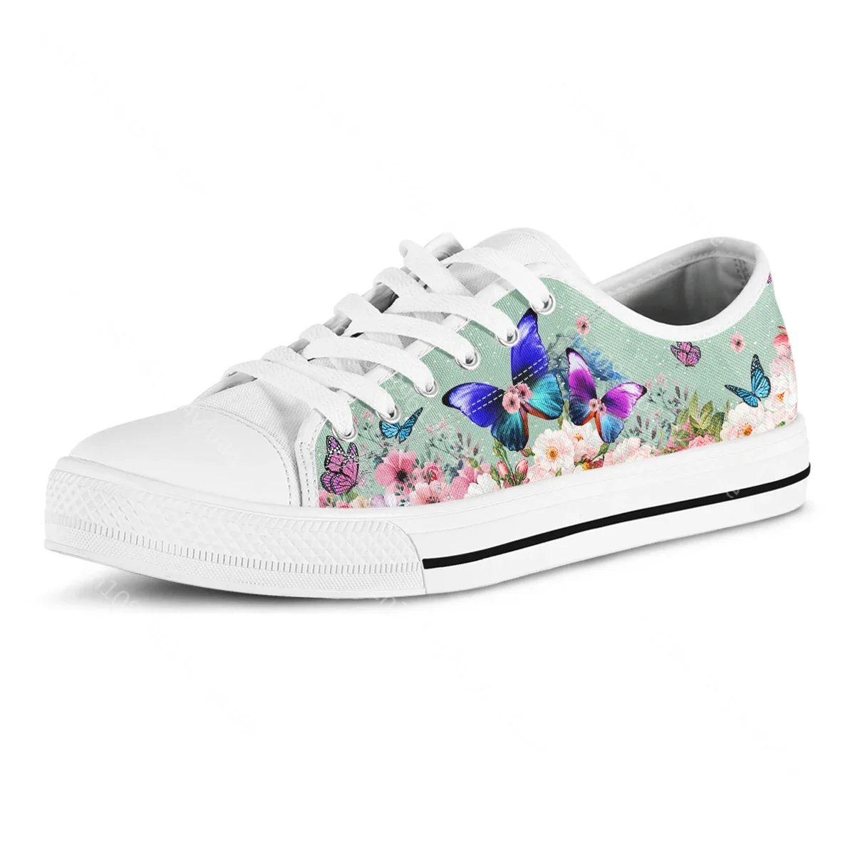 Women Shoes Summer New Purple Butterfly Breathable Board Shoes Casual Shoes Canvas Lace Up Low Top Women's Shoe