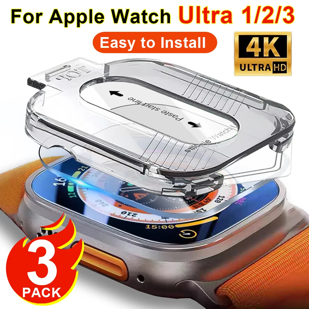 

3PACK Tempered Glass for Apple Watch Ultra 1 2 3 49mm Anti-Scratch Screen Protector for iWatch Ultra Easy install Protector Film