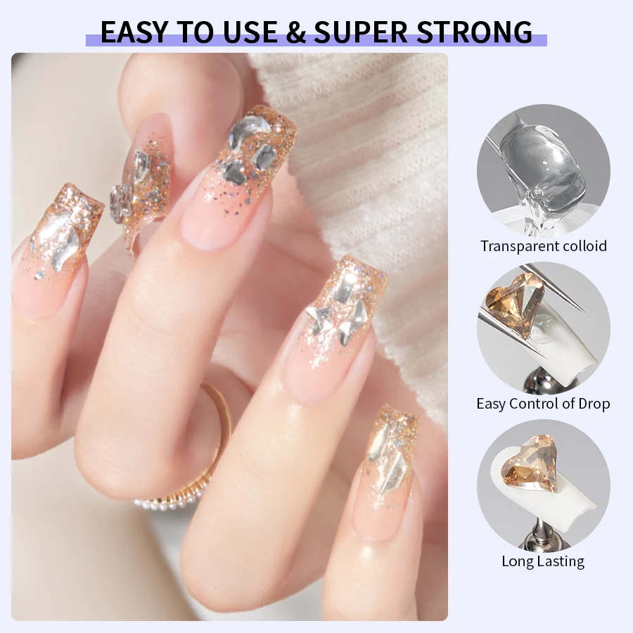 QNL 5g Nail Rhinestone Glue for Nails Super Strong Gel Nail Adhesive Glue No Wipe Nail Glue 3D Crystals Beads Diamonds Sticker - Image 3