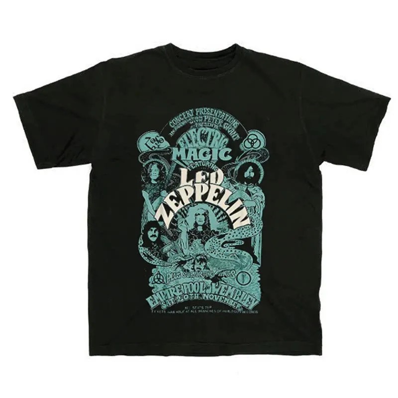 Led Zeppelin Punk Rock Retro Band T-Shirt Cotton Graphic Tee Men Women Summer Streetwear