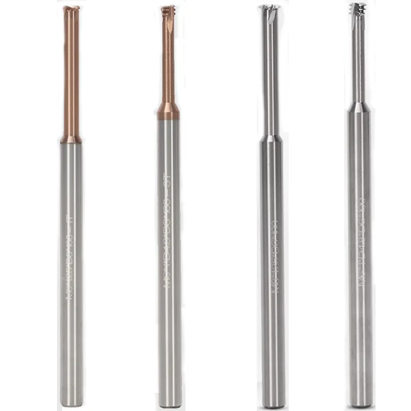 เหล็กทังสเตน CNC 60 HRC แบบเดี่ยว/สามขลุ่ยยาว100มม. M1M2M3M4M6M8M10M12M14ตัดกัดเกลียวสำหรับอลูมิเนียม/เหล็ก