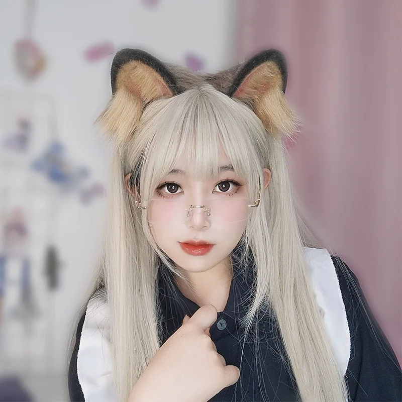 Anime Cat Ears Headdress Kawaii Siamese Cat Ears Headwear Cosplay Accessories Lolita JK Girl Role Play Cosplay Props Hairpin