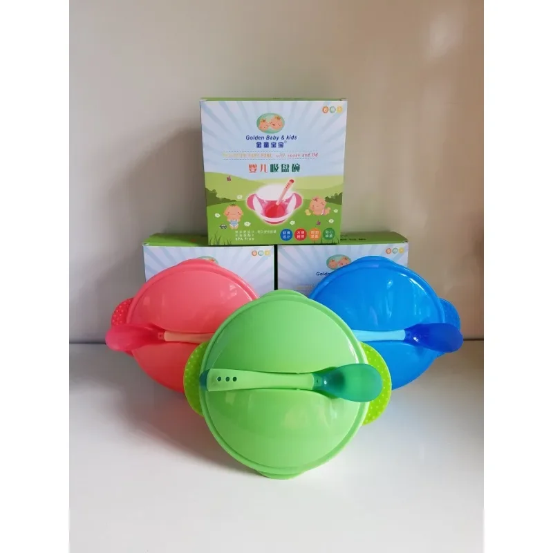 Baby suction bowl with warm spoon set Baby Training bowl with glue bowl Baby bowl set with box