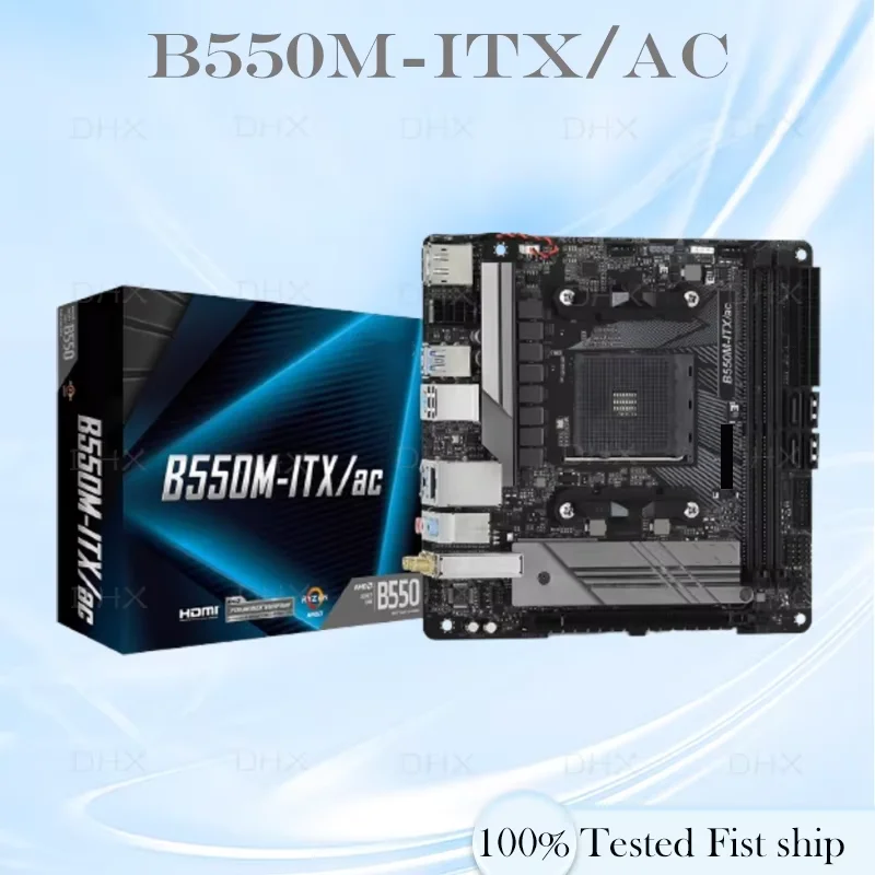 For Asrock B550M-ITX/AC Motherboard 64GB HDMI PCI-E4.0 M.2 Socket AM4 DDR4 Mini-ITX B550 Mainboard 100% Tested Fully Work DH