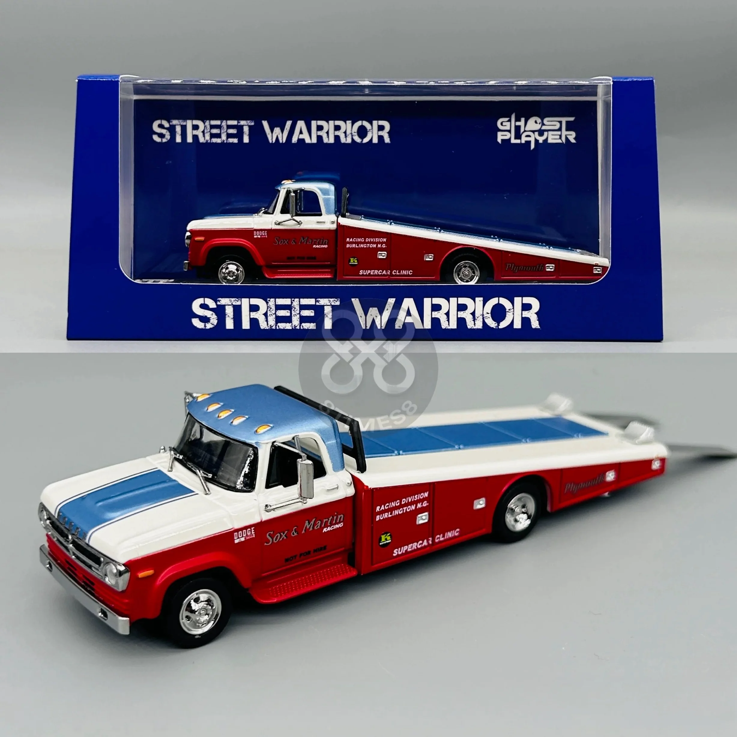 SW 1:64 Dodge D Series 2. Generation D300 Ramp Truck-Modell eines Ramp Truck-Anhängers-Transportfahrzeugs
