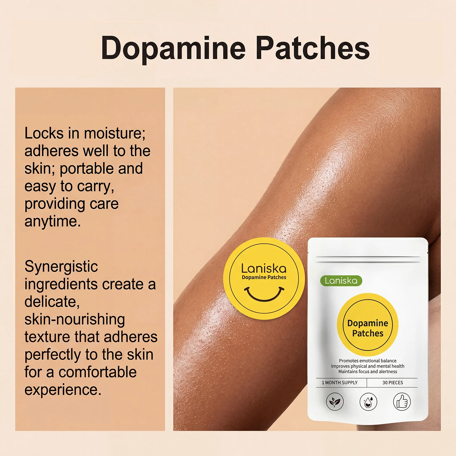 Dopamin-Pflaster mit Sanfter Formel zur Körperpflege, Stimmungsausgleich, Konzentrationsförderung und Hautbefeuchtung, Tragbare Hautpflege-Patches – Detail 6