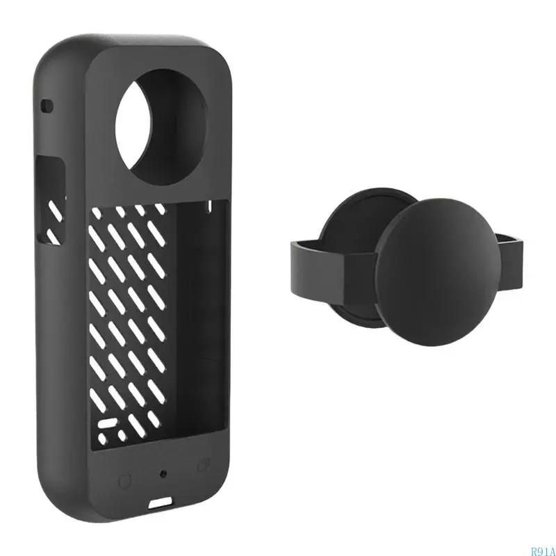 R91A 2PCS/Đặt nắp bảo vệ vỏ silicon với ống kính có khả năng chống mài dây cho ống kính 360 chống trầy xước