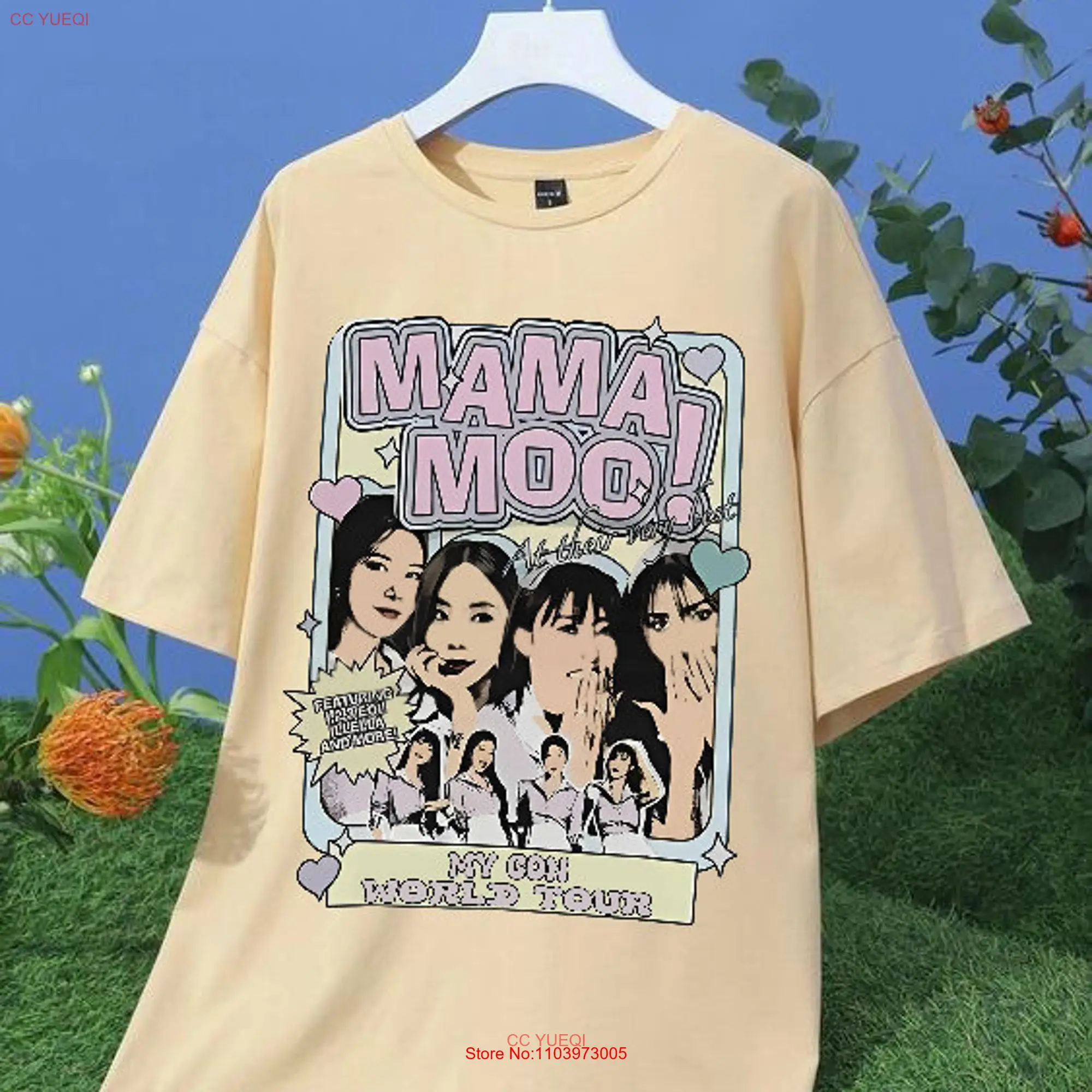 Retro Mamamoo My Con World Tour T Shirt Us Hwasa Wheein Solar Moonbyul Kpop long or short sleeves