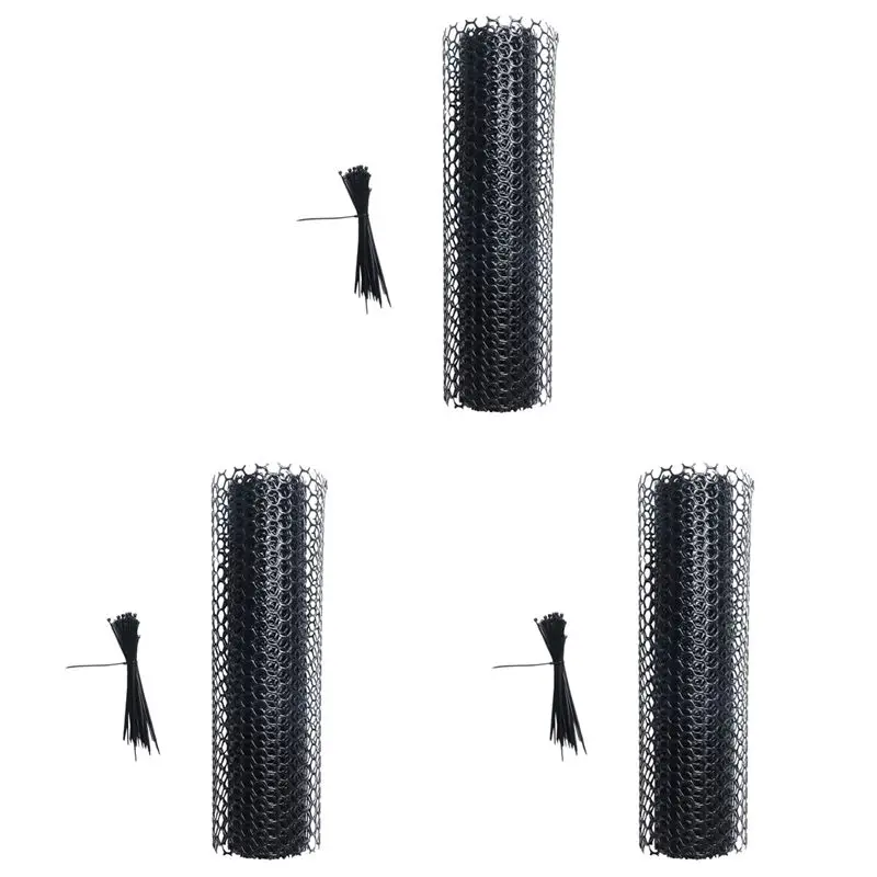 

Многоразовая пластиковая сетка для курятника B62B-3X, легкая, прочная, шестиугольная, для проектов DIY (черная)