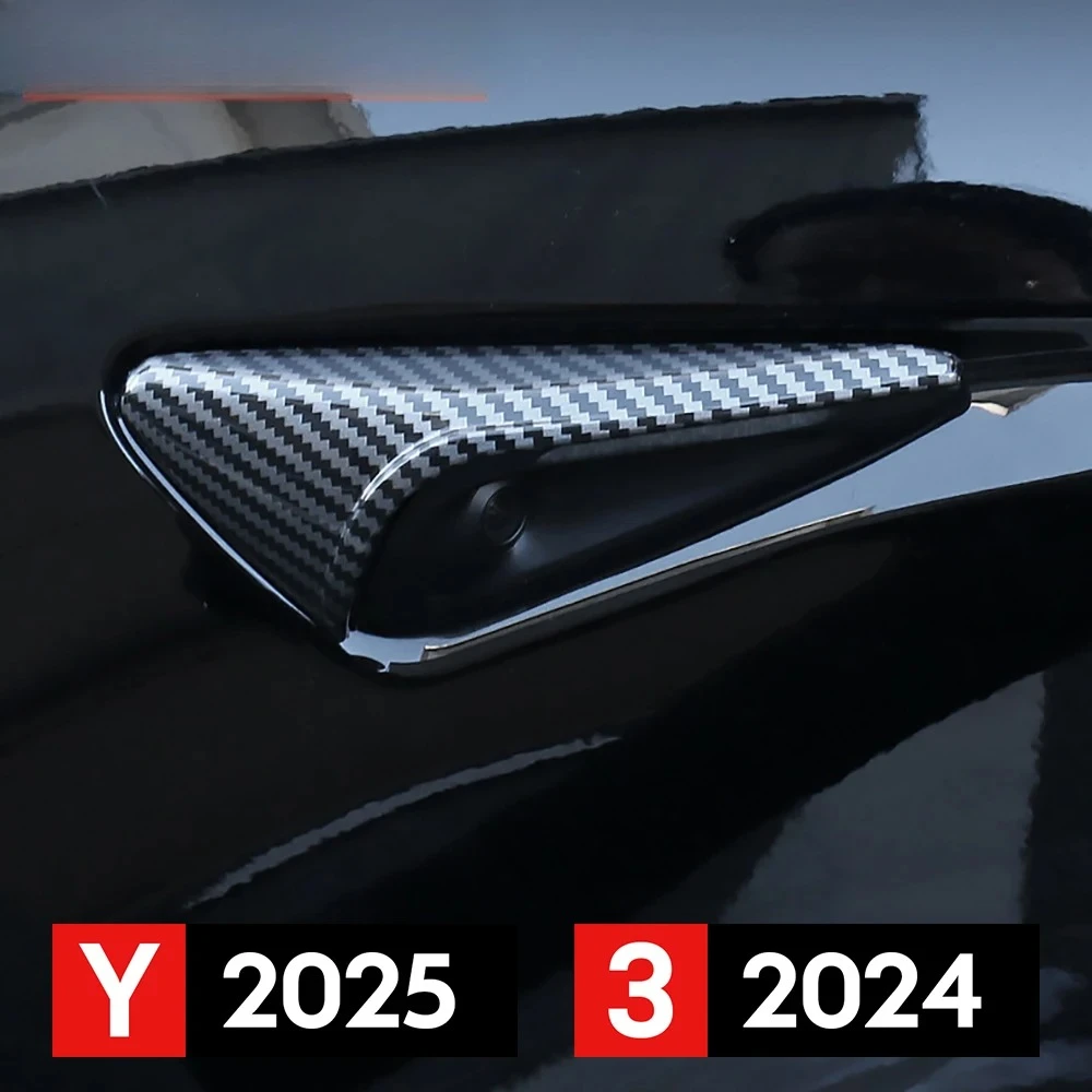 

For Tesla Model Y Juniper Launch 2025 Model 3 Highland 2024 Side Camera Cover Lens Protector Shiny Matte Carbon Fiber Pattern