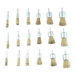 18pcs Drill Brushes Copper Plating Stainless Steel Wire Wheel 10-30mm 1/4'' Shank Rotary Tool Electric Grinder Polishing Tool
