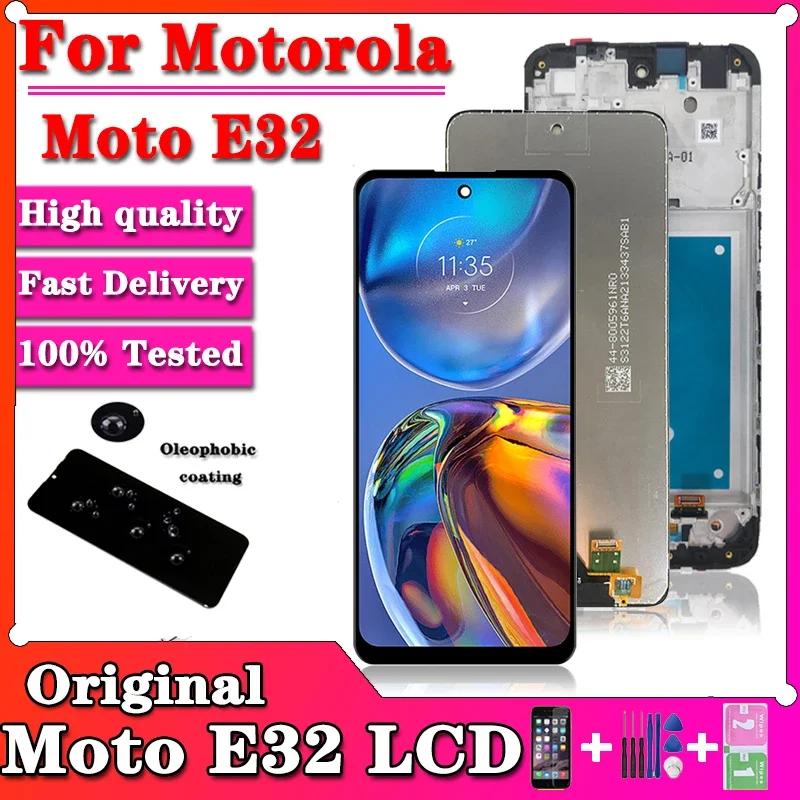 

100% Test For Motorola Moto E32 LCD Display Touch Screen Sensor Digiziter Assembly For Moto E32 LCD With Frame