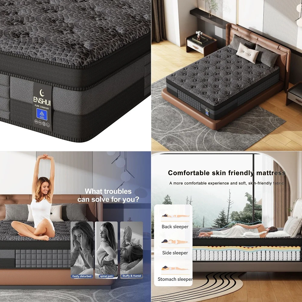 

Queen Mattress Gel Memory Foam amp Pocket Spring Mattress for Back Pain Relief, Cooling amp Breathable, CertiPURUS Certified fo