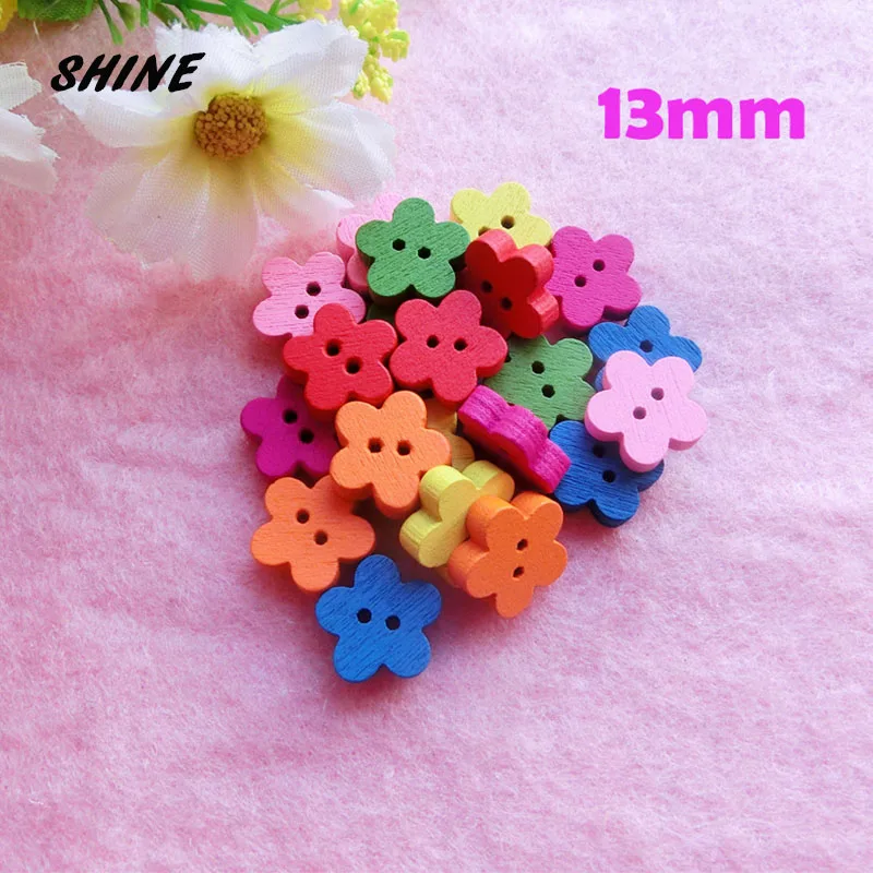 13mm Wooden Buttons Scrapbook Flower Mixed 2-Holes sewing accessories sewing supplies buttons for clothing crafts supplies