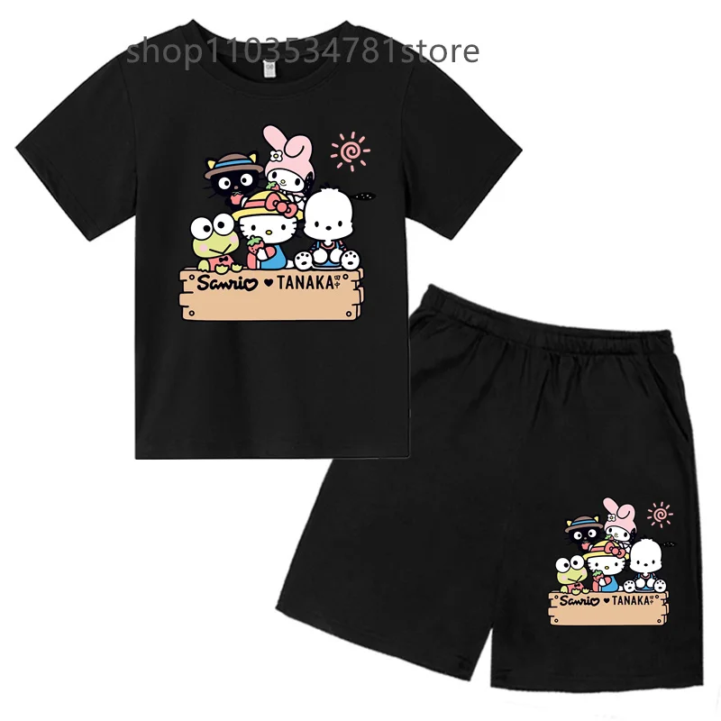 Cartoon Kids Clothes Shirt  Children's Handsome Quick Dry Top Girl Boys 3-14 Years Old Sonic T-shirt Set