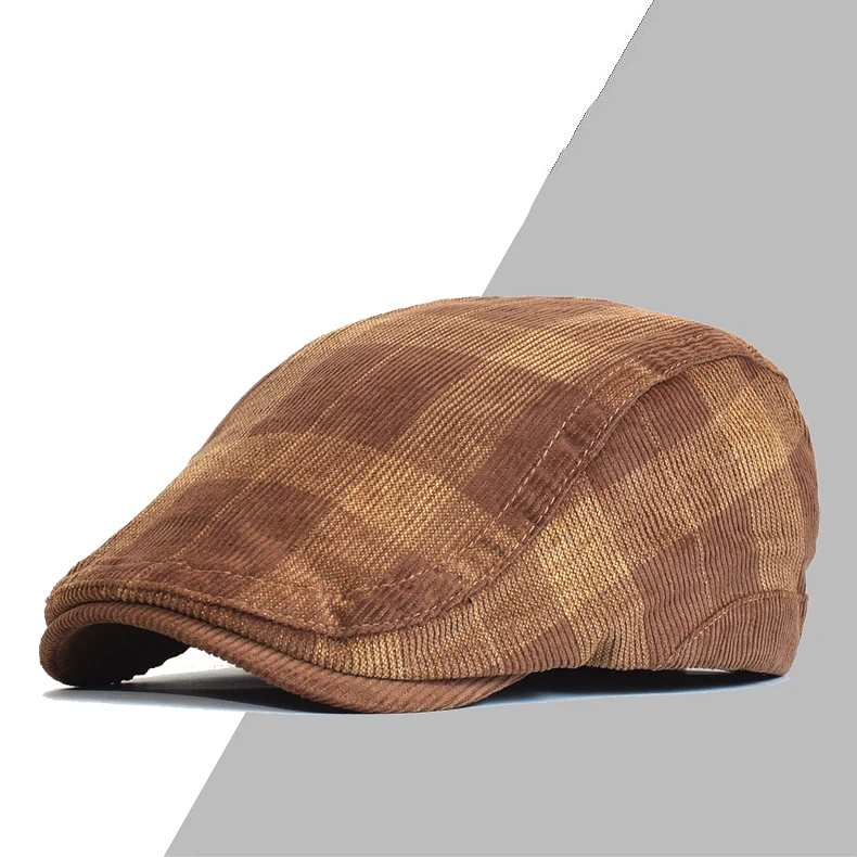 Neue Ankunft Männer Hüte Winter Vintage Plaid Dicken Baskenmütze Hut Cord Zeitungsjunge Mütze Männer England Gatsby Retro Hut Fahrer Flache kappe – Detail 1