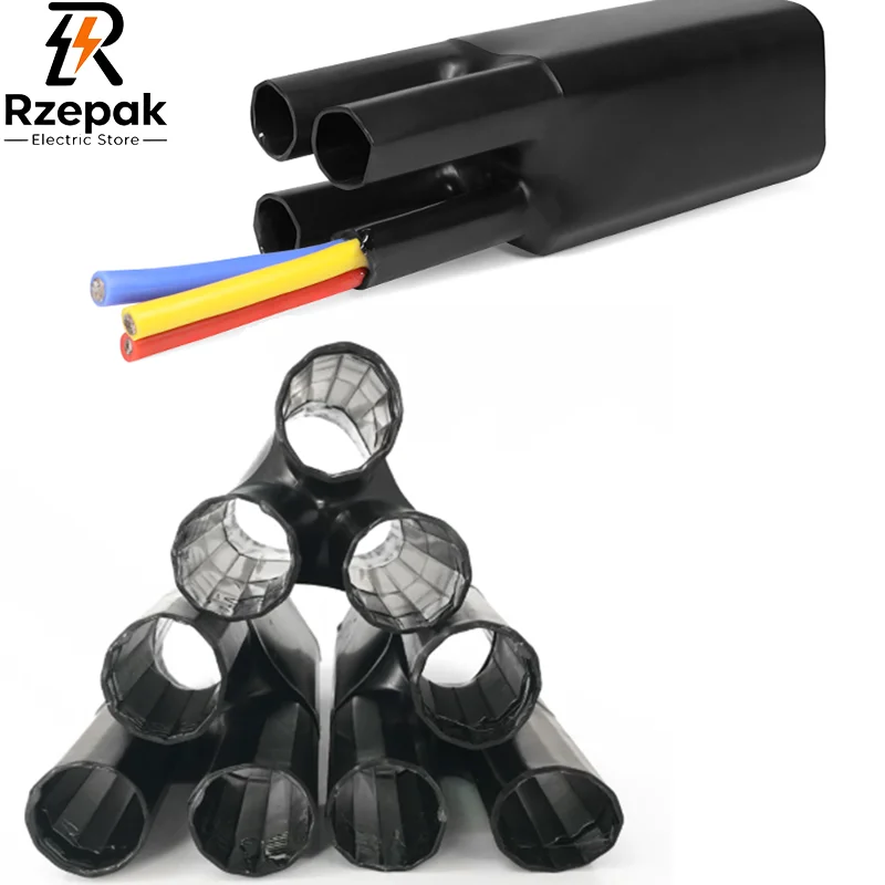 1KV Glue‑Lined Heat Shrinkable Finger Sleeve 2/3/4/5 Cores Waterproof Insulation Shrink Branch Cable Protective Sleeve