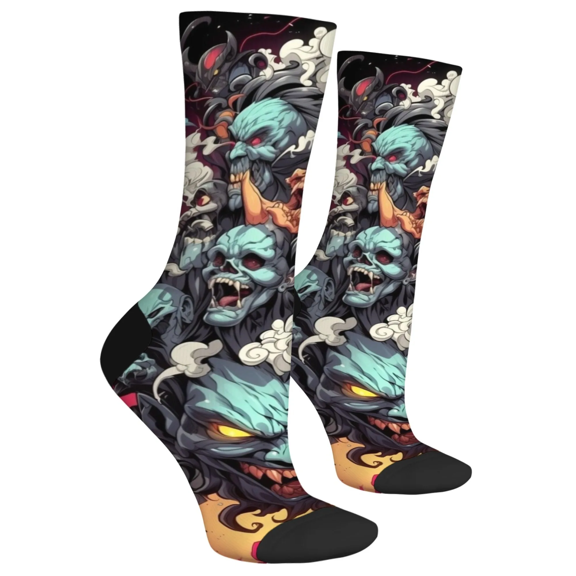 Calcetines con estampado de cara de fantasma extraño para hombre, novedad, calcetines Harajuku Retro Street Hip-Hop, calcetines cómodos transpirables antideslizantes, regalo