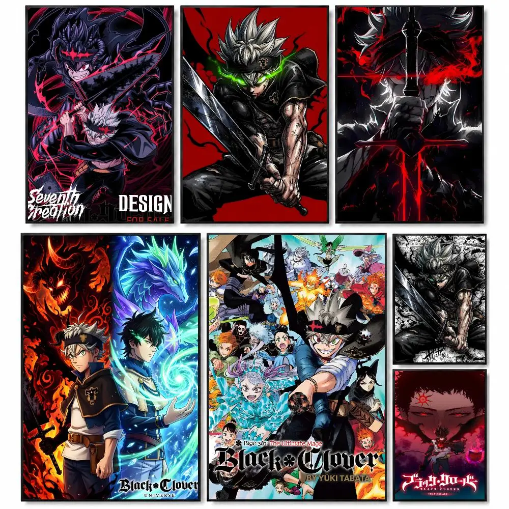 Anime Action Black Clover Poster Self-Stick Bedroom Dorm Office Gaming Room Studio Decor Gift
