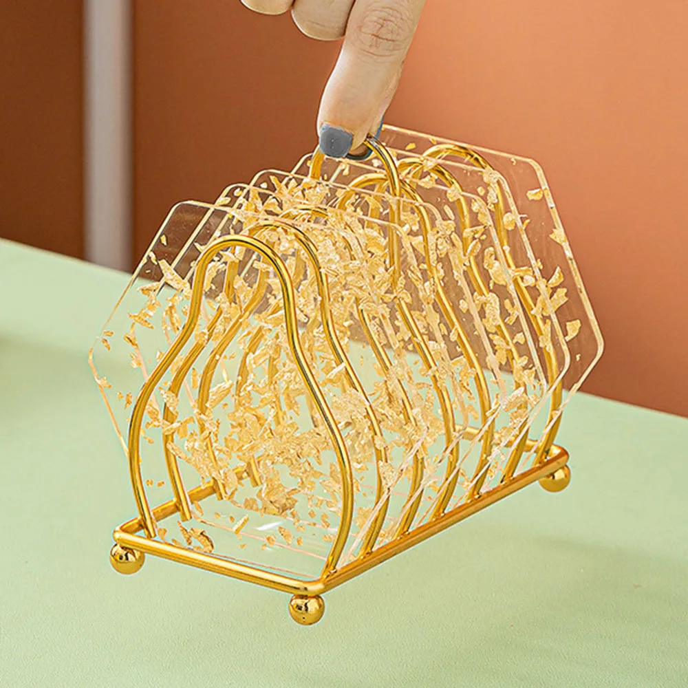 

Creativity Tea Cup Pads Food Grade Silicone Gold Leafs Cup Mat For Home