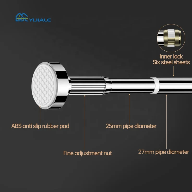 sttl Window Curtain Tension Rod Bathroom Shower Curtain Rod Spring Tension Extendable Stainless Steel Curtain Rod