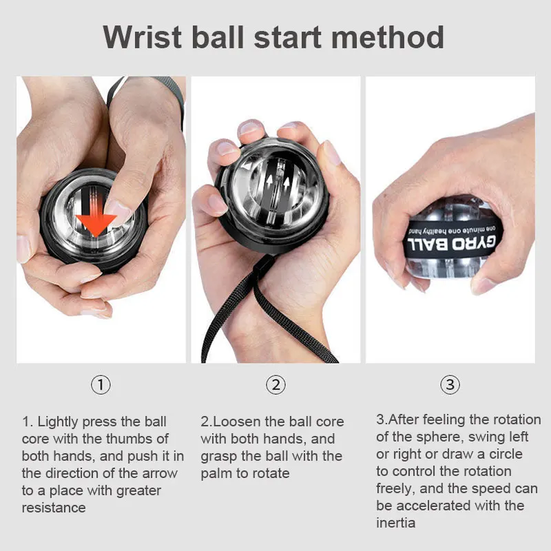 كرة معصم قوية جيروسكوبية LED من Xiaomi، كرة جيروسكوبية ذاتية البدء، كرة جيروسكوبية، ذراع اليد، مدرب قوة العضلات