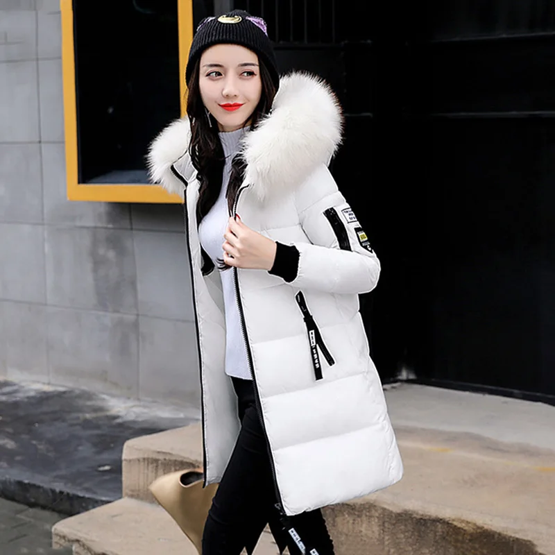 

2023 Women Winter New Parkas Hooded Solid Zipper Pocket Warm Cotton Down Longer Thick Female Fashion Casual Parkas Outerwear