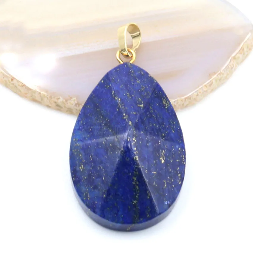 

Pyramid Faceted Stone Pendant Necklace For Women Men Natural Lapis Lazuli Yolk Stone Apatite Labradorite Pendant Chain Jewelry