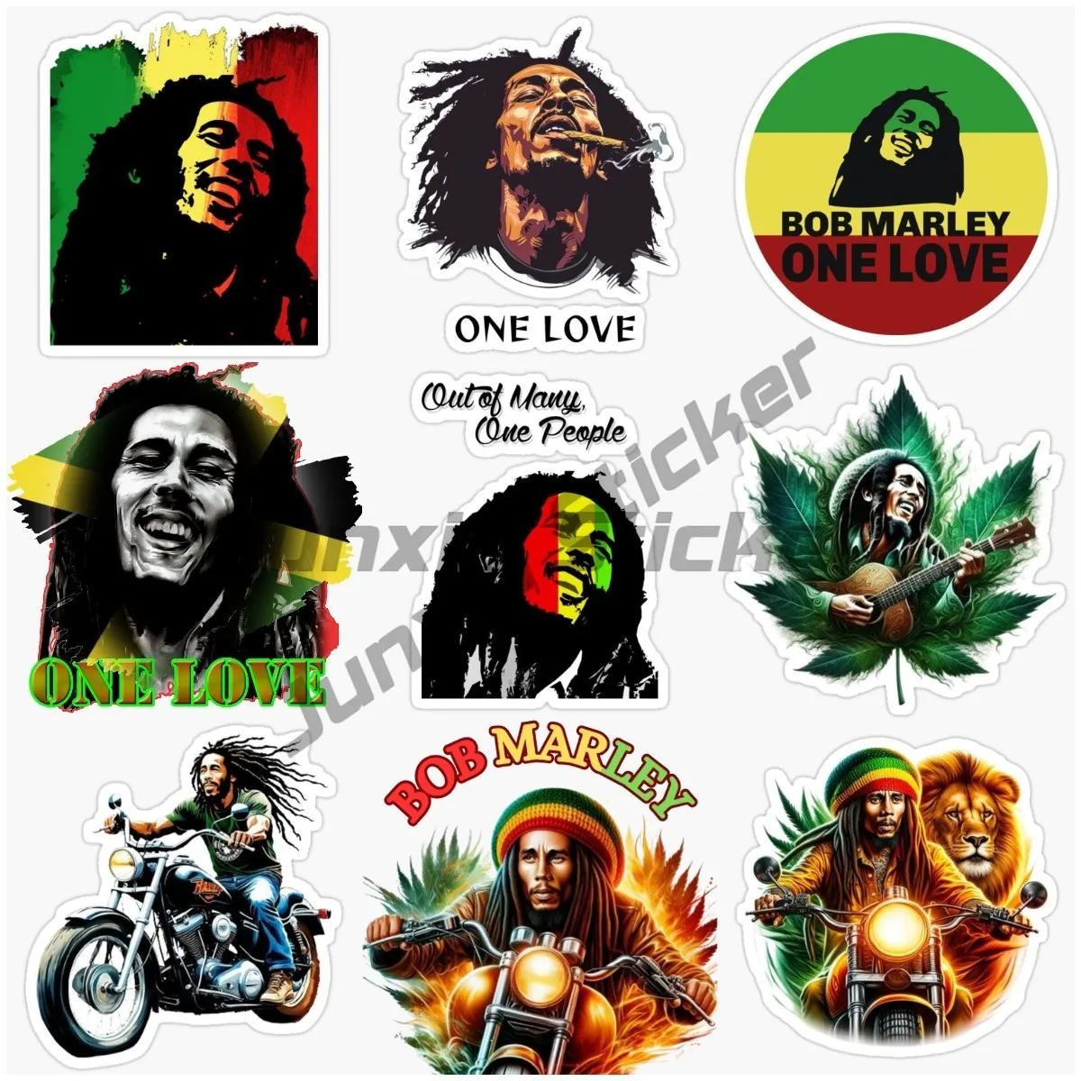 Jamaican One Love Heart Reggae Rastafari Bob Marley Jamaican Flag Map Sticker for Bumper Laptop Decal