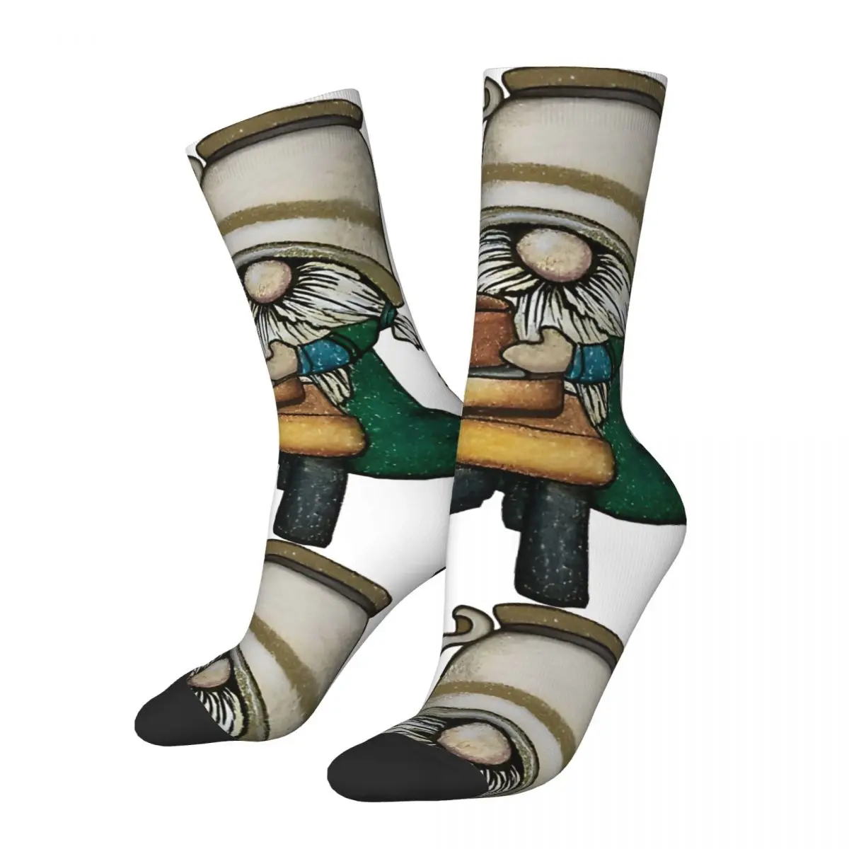 Crazy compression Gnome Potter Sock for Men Harajuku Gnome Seamless Pattern Crew Sock Novelty