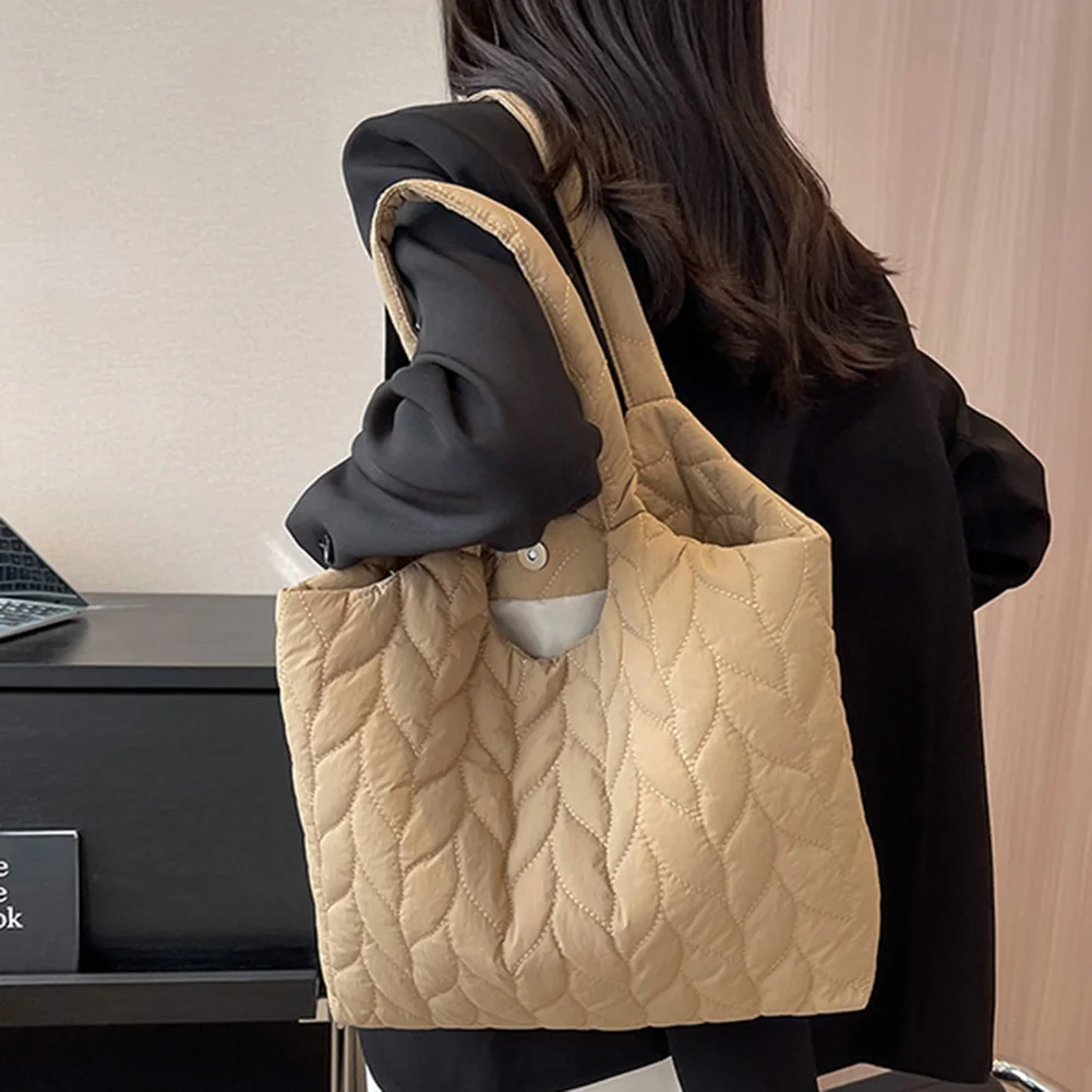 

Casual Hand Bags Embroidery Thread Quilted Top-handle Bag Large Capacity Fashion Elegant Soft Cotton-Padded for Weekend Vacation
