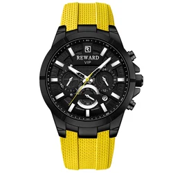 REWARD functional mens wristwatch luminous alloy analog quartz watch waterproof luxury sport watch for men