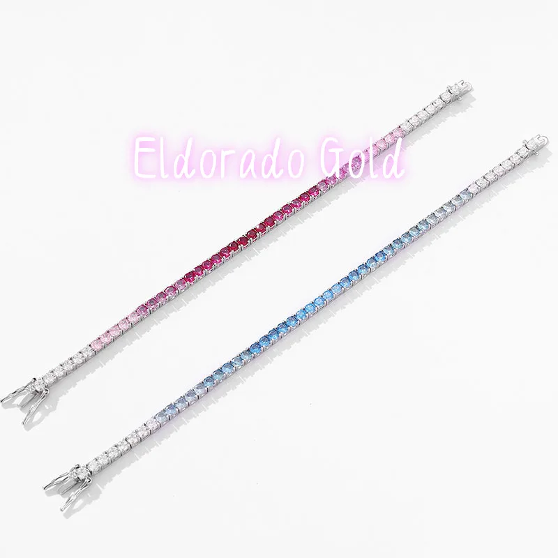 Eldorado Gold  Luxury Solid Platinum PT950 Women's 3mm Moissanite Diamond Bracelet Gradient Full Diamond Tennis Bracelet