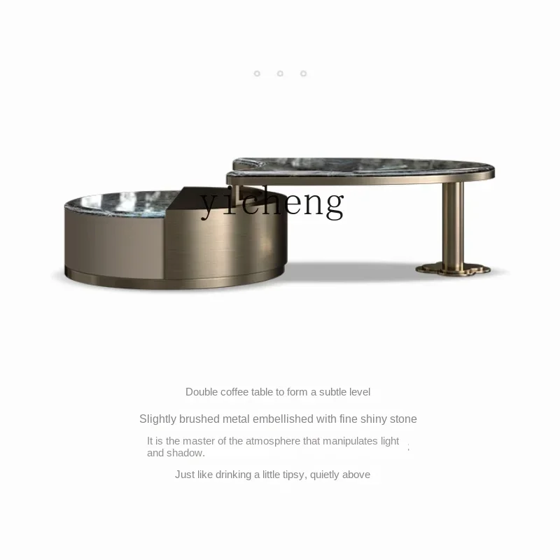 A3-5Living Room Marble Multi-Function Rotating Storage Modern Light Luxury Tea Table Combination