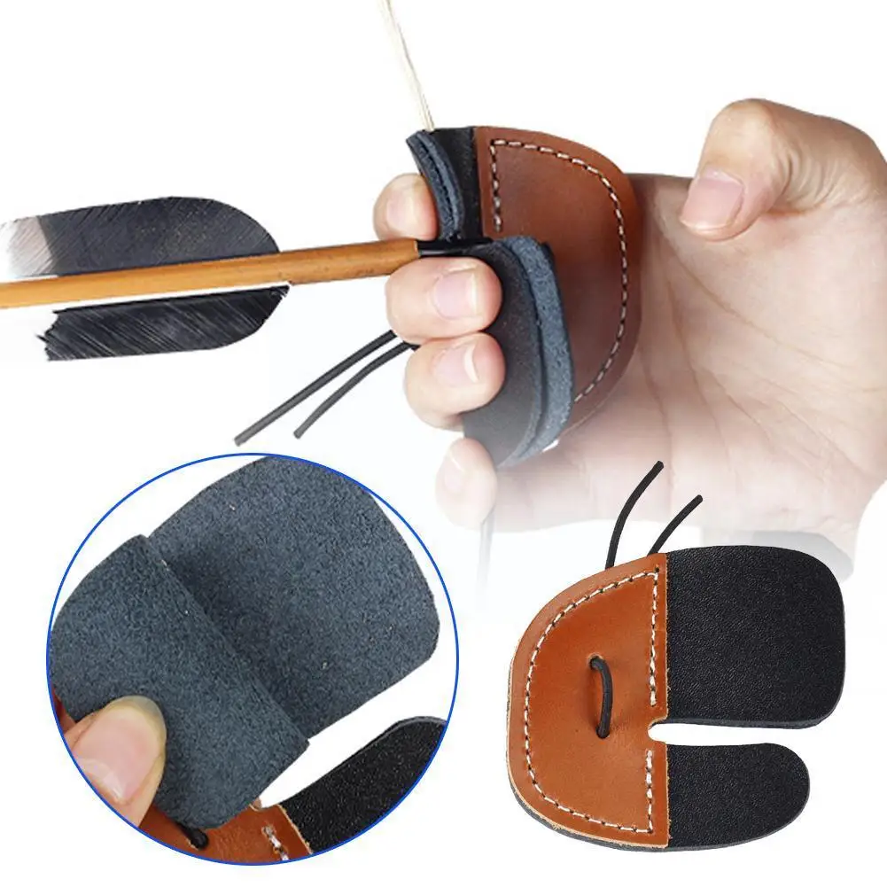 Archery Training Adjustable Bow Sports Cowhide Finger Leather Layer 7cm Protector Sports 7.5 Double * Accessories T7b7