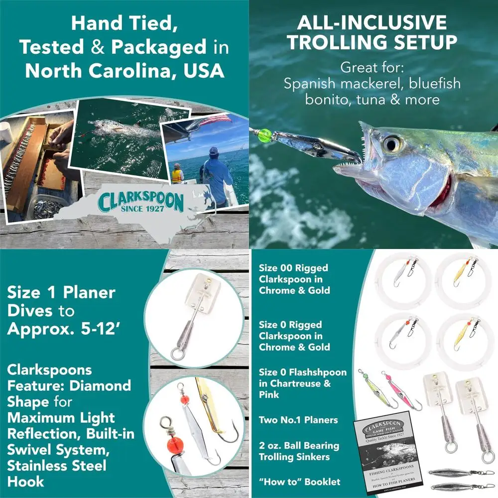 |   Klaar om te vissen trollingkit - Visuitrusting voor kustwateren - Ideaal voor Spaanse makreel, blauwvissen, bonito, tonijn en meer