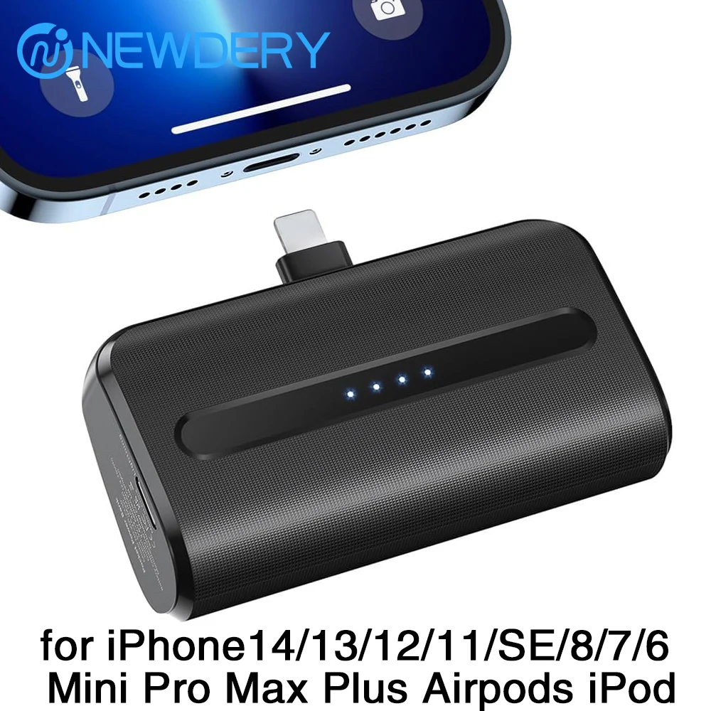 NEWDERY 6600mAh Battery Pack Portable Charger for iPhone 14/13/12/11/XR/XS/X/SE/8/7/6 Mini Pro Max Plus Airpods iPod Power Bank